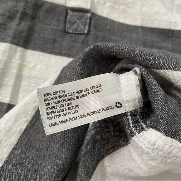 Merona Target Gray/White Wide Stripe 100% Cotton Adjustable Tunic Women’s Size M - Picture 7 of 10